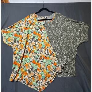 Cato Women’s Plus Size 22/24W Mixed Floral Dot Print Top Asymmetrical Tie Hem